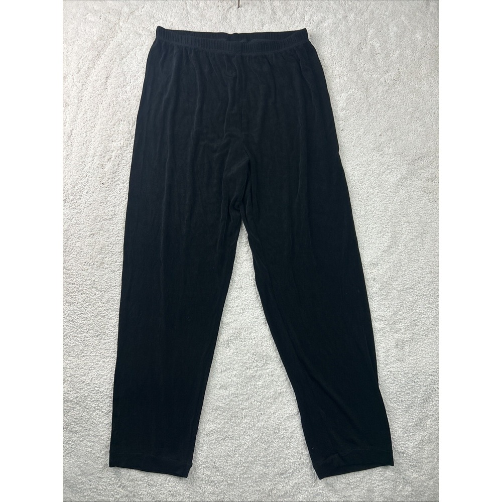 Chicos Travelers Pants 1 US Medium Short Slinky Knit‎ Wide Leg Black Coastal